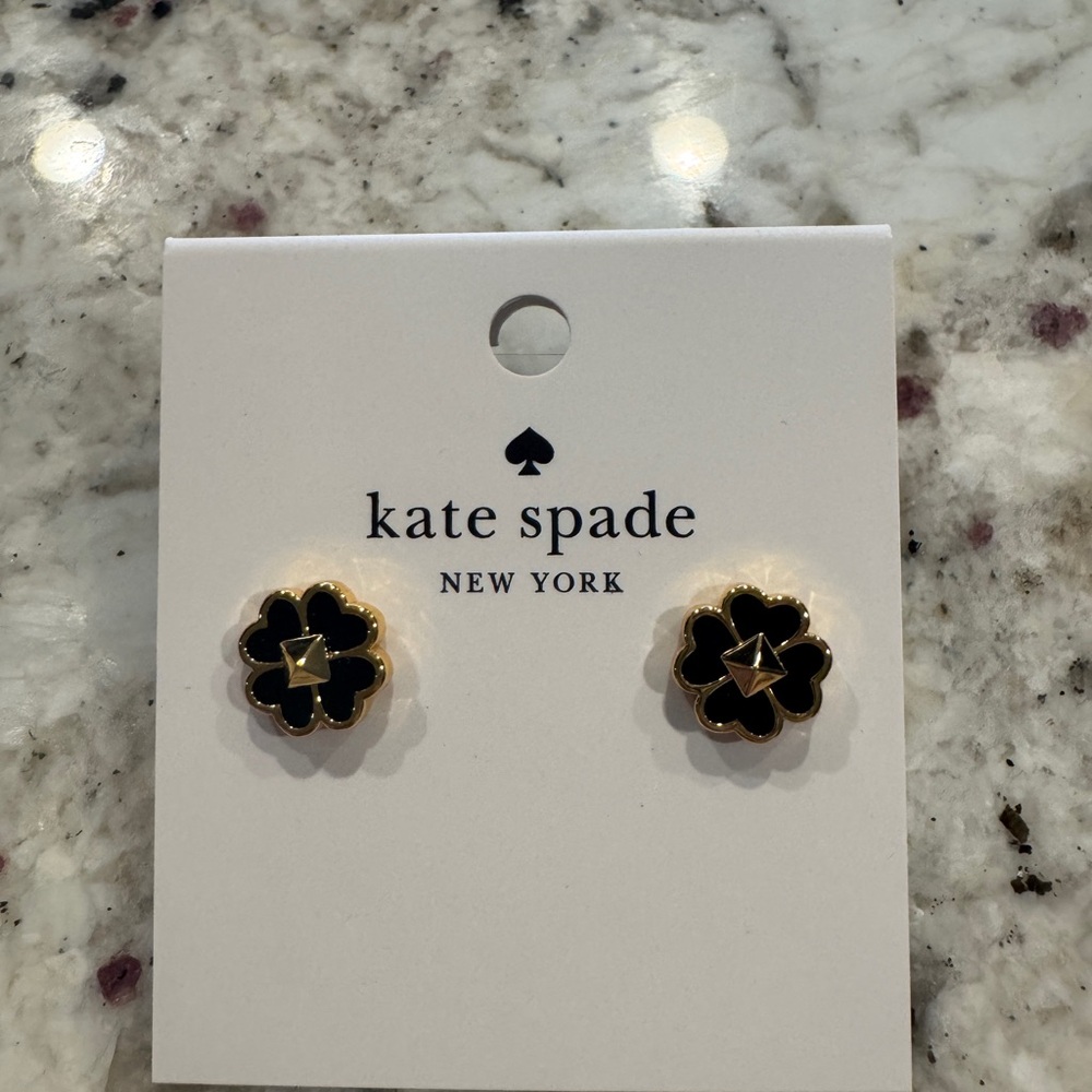 Kate Spade Black and Gold Flower Earrings